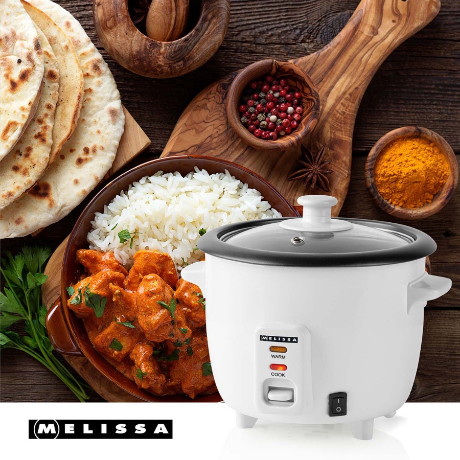 Melissa Reiskocher 0,6 l | 300 W | Antihaftbeschichtung | Abnehmbare Schüssel | Dampfgareinsatz | Warmhaltefunktion |Automatische