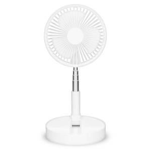 Trebs 99380 Tragbarer, flexibler Tisch- und 20-cm-Sockelventilator mit Li-Ionen-Akku Weiß