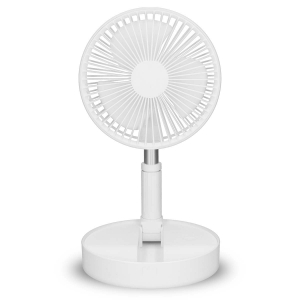 Trebs 99380 Tragbarer, flexibler Tisch- und 20-cm-Sockelventilator mit Li-Ionen-Akku Weiß