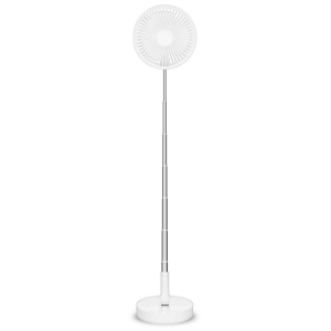 Trebs 99380 Tragbarer, flexibler Tisch- und 20-cm-Sockelventilator mit Li-Ionen-Akku Weiß
