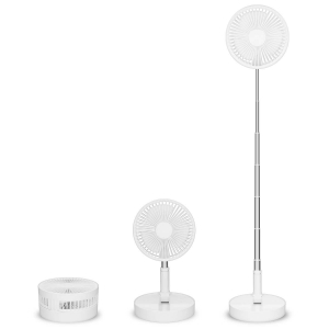 Trebs 99380 Tragbarer, flexibler Tisch- und 20-cm-Sockelventilator mit Li-Ionen-Akku Weiß