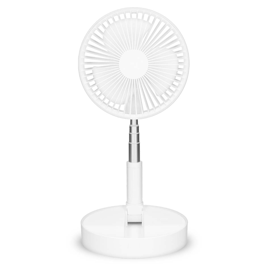 Trebs 99380 Tragbarer, flexibler Tisch- und 20-cm-Sockelventilator mit Li-Ionen-Akku Weiß