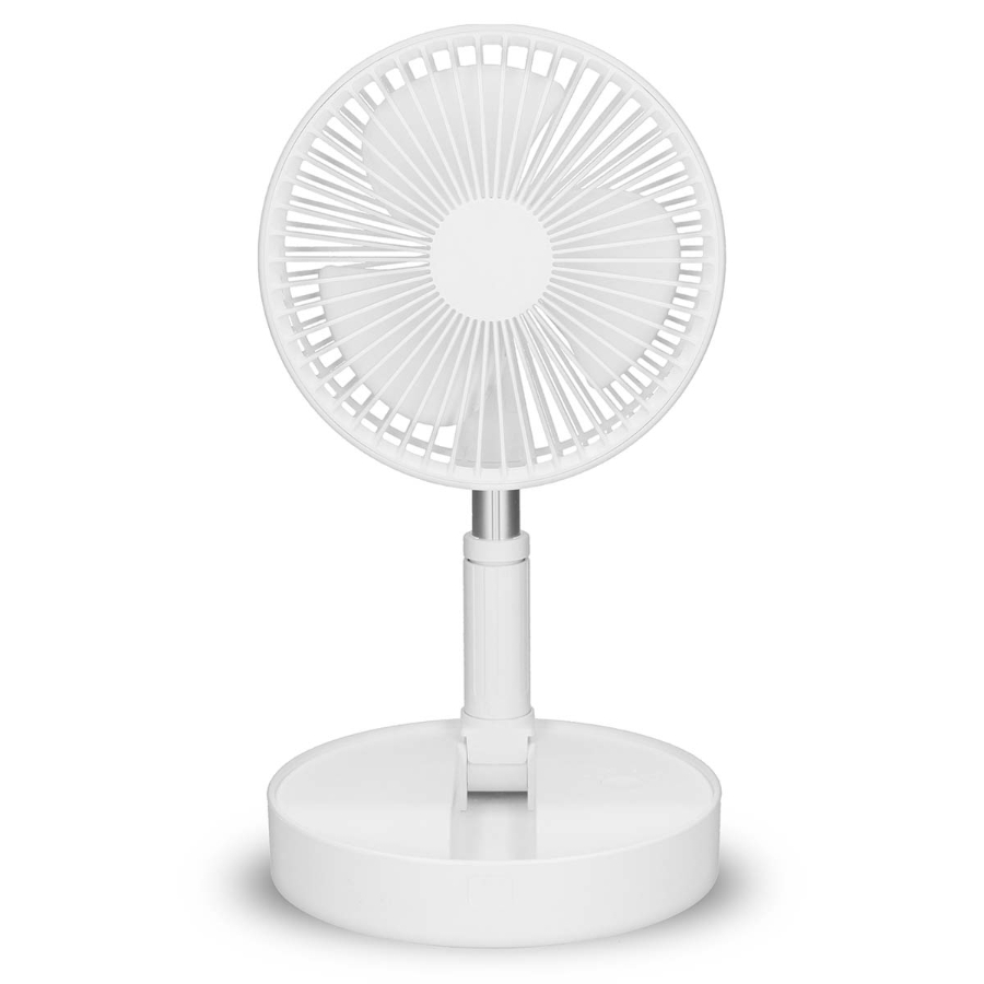 Trebs 99380 Tragbarer, flexibler Tisch- und 20-cm-Sockelventilator mit Li-Ionen-Akku Weiß