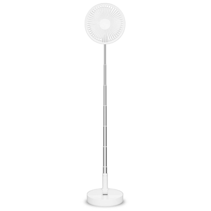 Trebs 99380 Tragbarer, flexibler Tisch- und 20-cm-Sockelventilator mit Li-Ionen-Akku Weiß