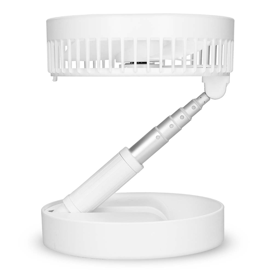 Trebs 99380 Tragbarer, flexibler Tisch- und 20-cm-Sockelventilator mit Li-Ionen-Akku Weiß