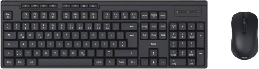 Hama 173056 Funktastatur mit Maus "WKM-200", kabellos, 8  Media-Tasten, Schwarz