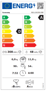 Samsung WD11DG5B15BEEG Waschtrockner (11 kg / 6 kg, 1400 U/Min.) 