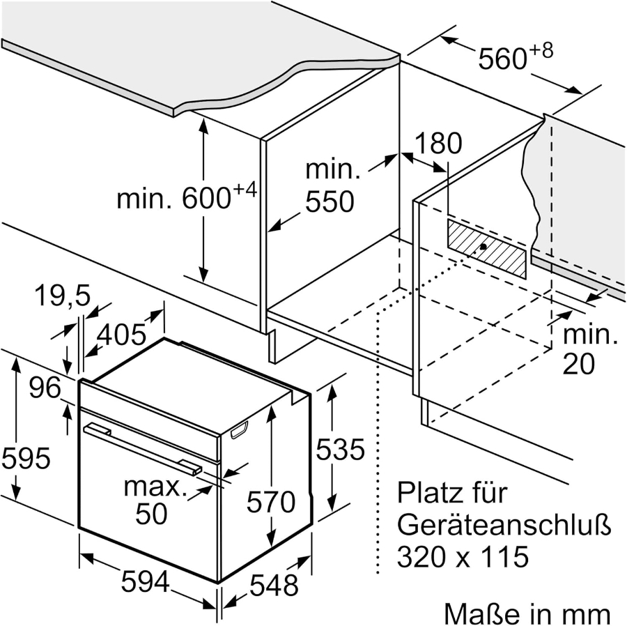 Bosch HND271AS64 (HEA171BS3+NKN645GA2E) Herdset Einbau  Pyrolyse