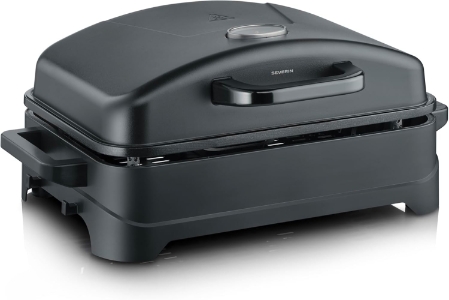 Severin PG 8597 Tischgrill  Elektro-Grill für Balkon 2300W BBQ Grill mit Haube ,max 230 °C matt-schwarz