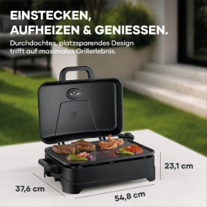 Severin PG 8597 Tischgrill  Elektro-Grill für Balkon 2300W BBQ Grill mit Haube ,max 230 °C matt-schwarz