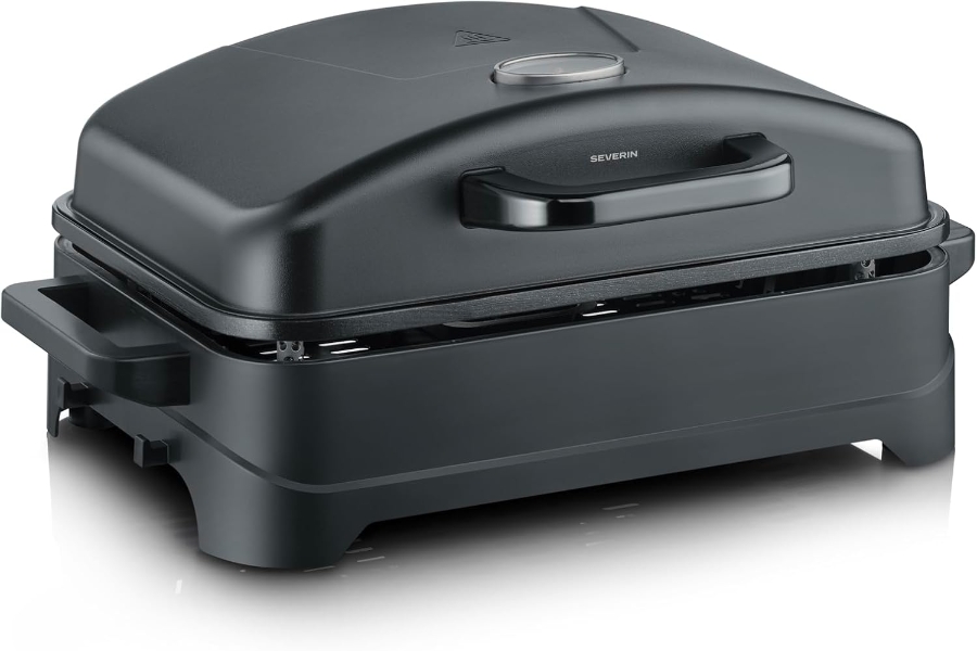 Severin PG 8597 Tischgrill  Elektro-Grill für Balkon 2300W BBQ Grill mit Haube ,max 230 °C matt-schwarz