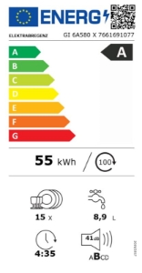 Elektrabregenz GI 6A580 X Geschirrspüler Einbau 60 cm teilintegriert 