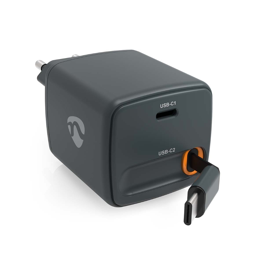 Nedis WCHARC30WBK  Netzladegerät Mit einziehbarem Kabel | 30 W | GaN | PD3.0 30W | 1.5 / 2.0 
