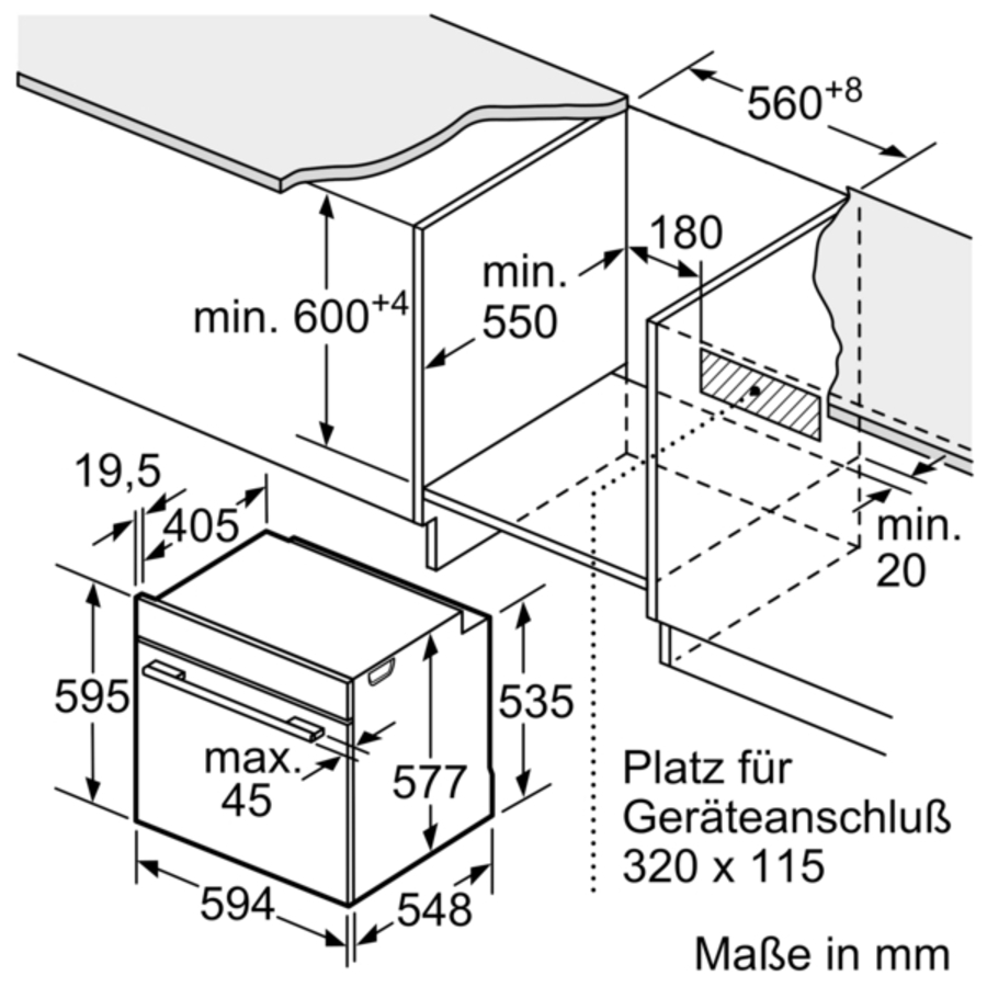 Bosch HBG7363B1 Einbau-Backofen, 60 x 60 cm, Schwarz EEK: A+ 