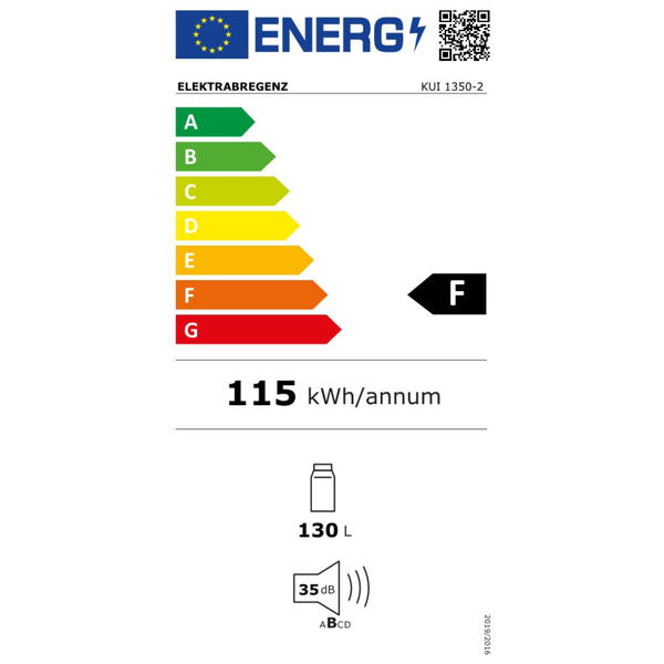 elektrabregenz KUI 1350-2 Einbau-Unterbau-Kühlschrank Nutzinhalt 130 Liter