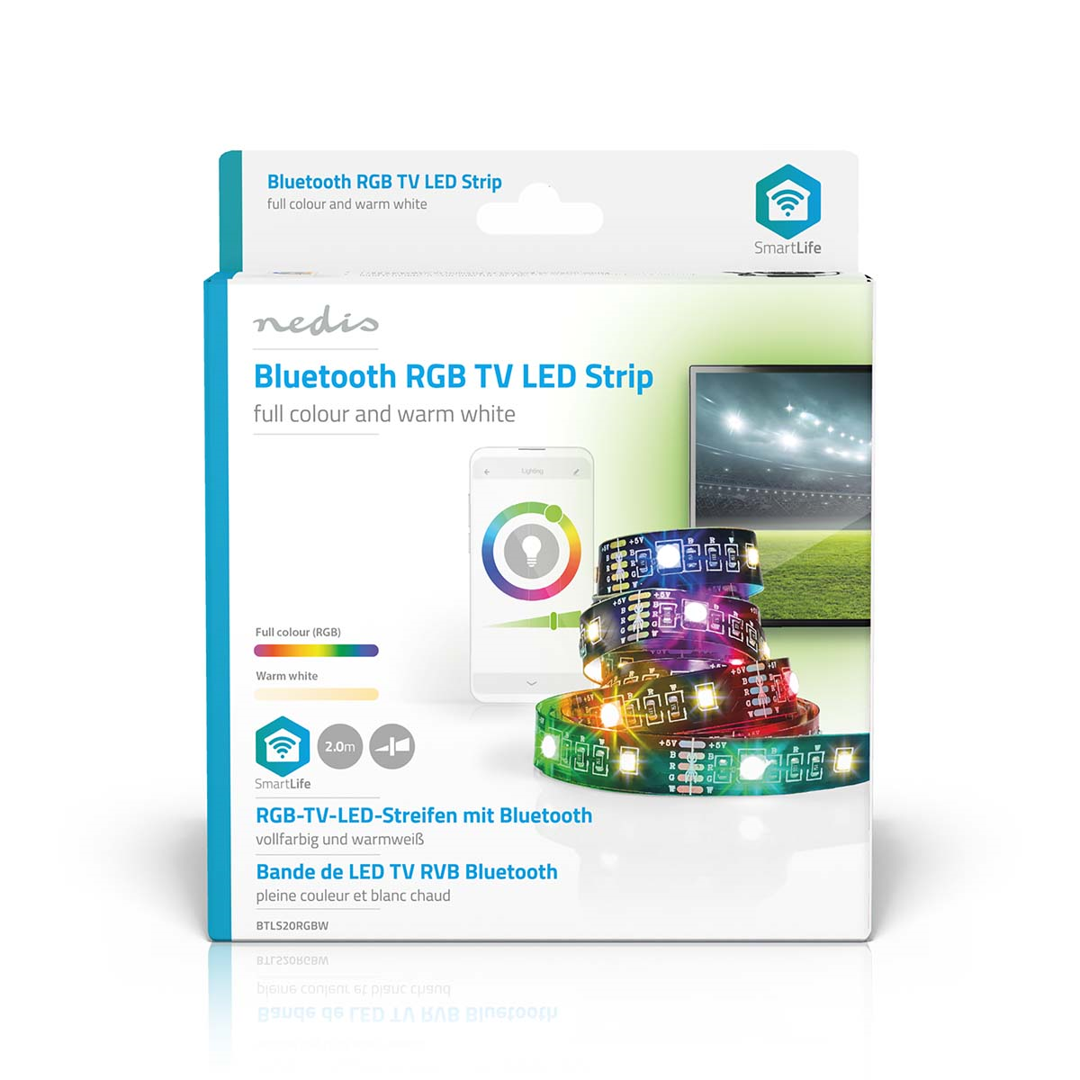 Nedis BTLS20RGBW Smartlife Full Color LED-Streifen Android™ / IOS Bluetooth | RGB / Warmweiss | 2000 mm |