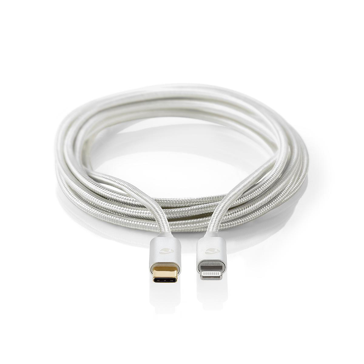 Nedis CCTB39650AL20 Apple Lightning-Kabel | Lightning-Stecker 8-polig – USB-C | 2,0 m | Aluminium