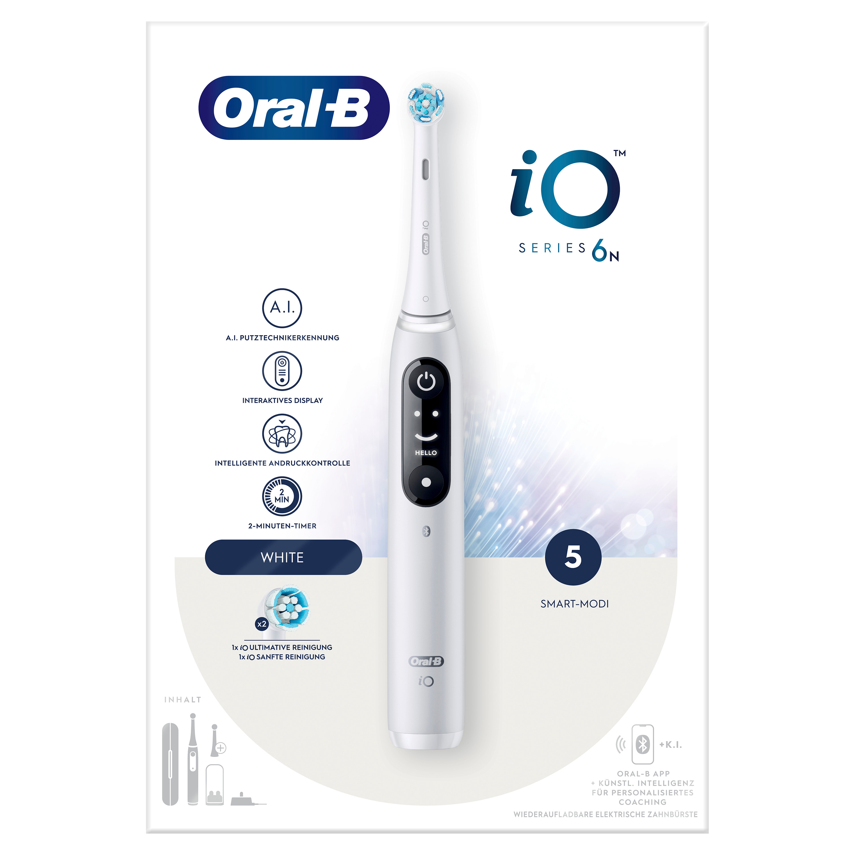 Oral-B iO Series 6 Elektrische Zahnbürste White Alabaster 