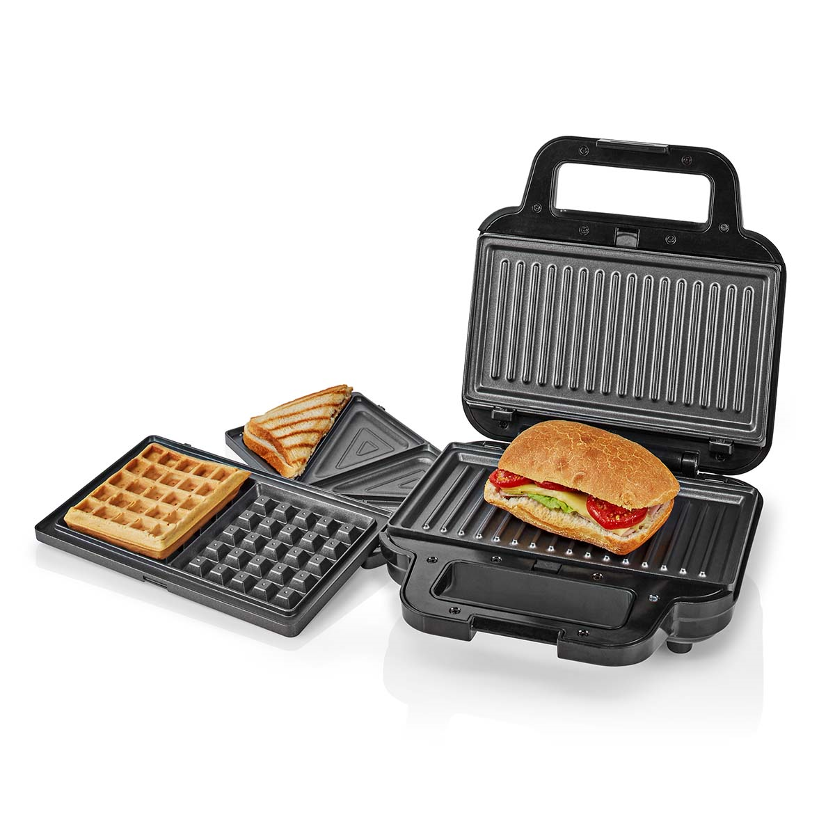 Nedis KAMG110FBK Multi-Grill Grill / Sandwich / Waffle  700 W | 22 x 12.5 cm | Automatischer Temperaturkontrolle 
