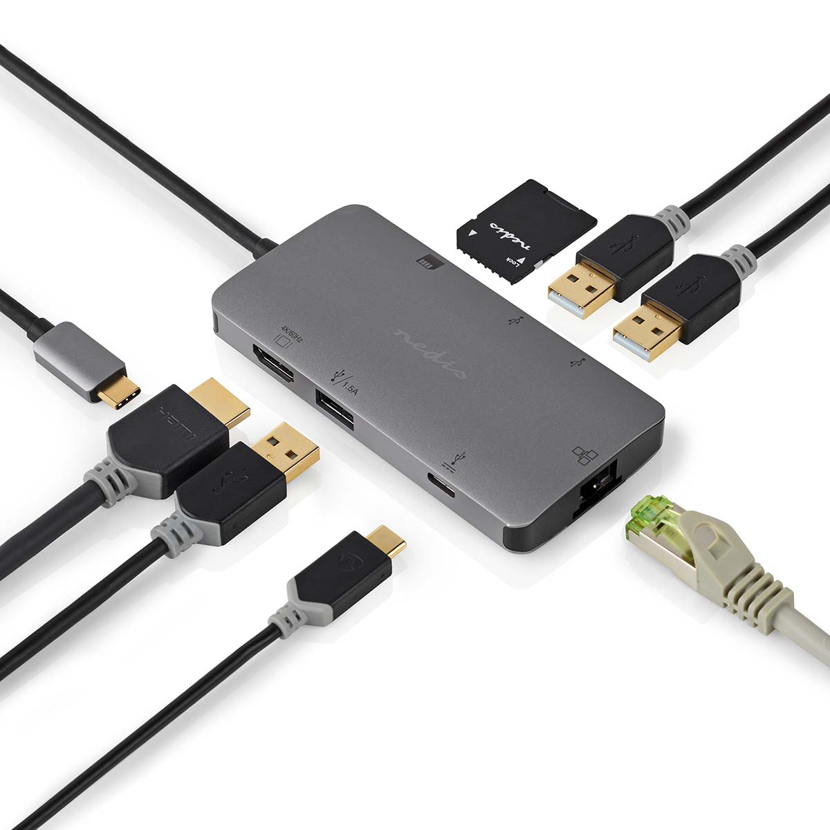 Nedis CCBW64240AT02 USB Multi-Port-Adapter USB 3.2 Gen 1 | USB-C™ Stecker | HDMI™ Ausgang / Micro SD 