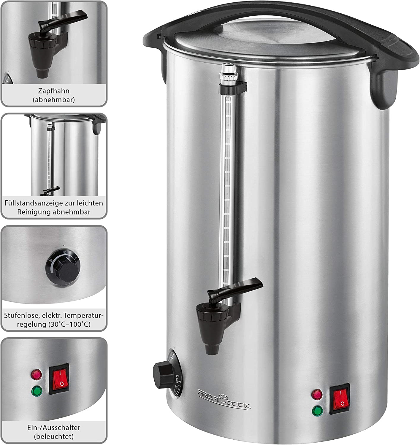 Proficook PC-HGA 1196 Heißgetränkeautomat zum Erhitzen und Warmhalten  von  Glühwein/Kaffee/Tee/Punsch oder Suppen, hochwertige