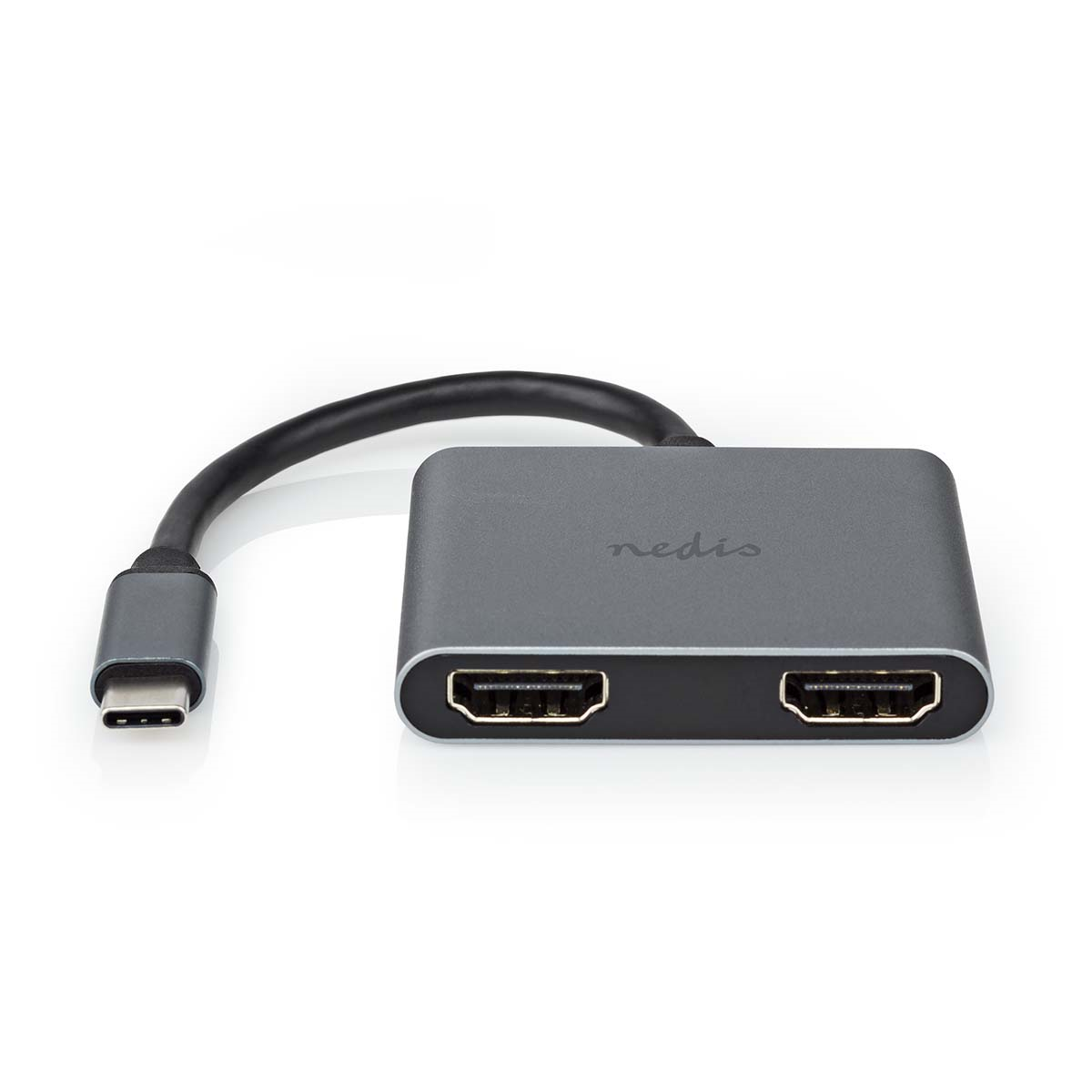 Nedis CCGP64670BK01 USB Multi-Port-Adapter Vernickelt  Schwarz  USB 3.2 Gen 1 | USB-C™ Stecker | 2x HDMI™ | 0.10 m