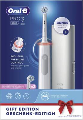 Oral-B Pro 3 3500 Elektrische Zahnbürste White + Reiseetui #oralbpro3