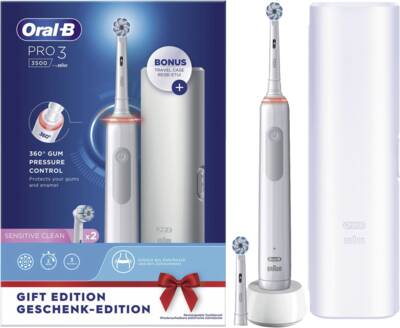 Oral-B Pro 3 3500 Elektrische Zahnbürste White + Reiseetui #oralbpro3