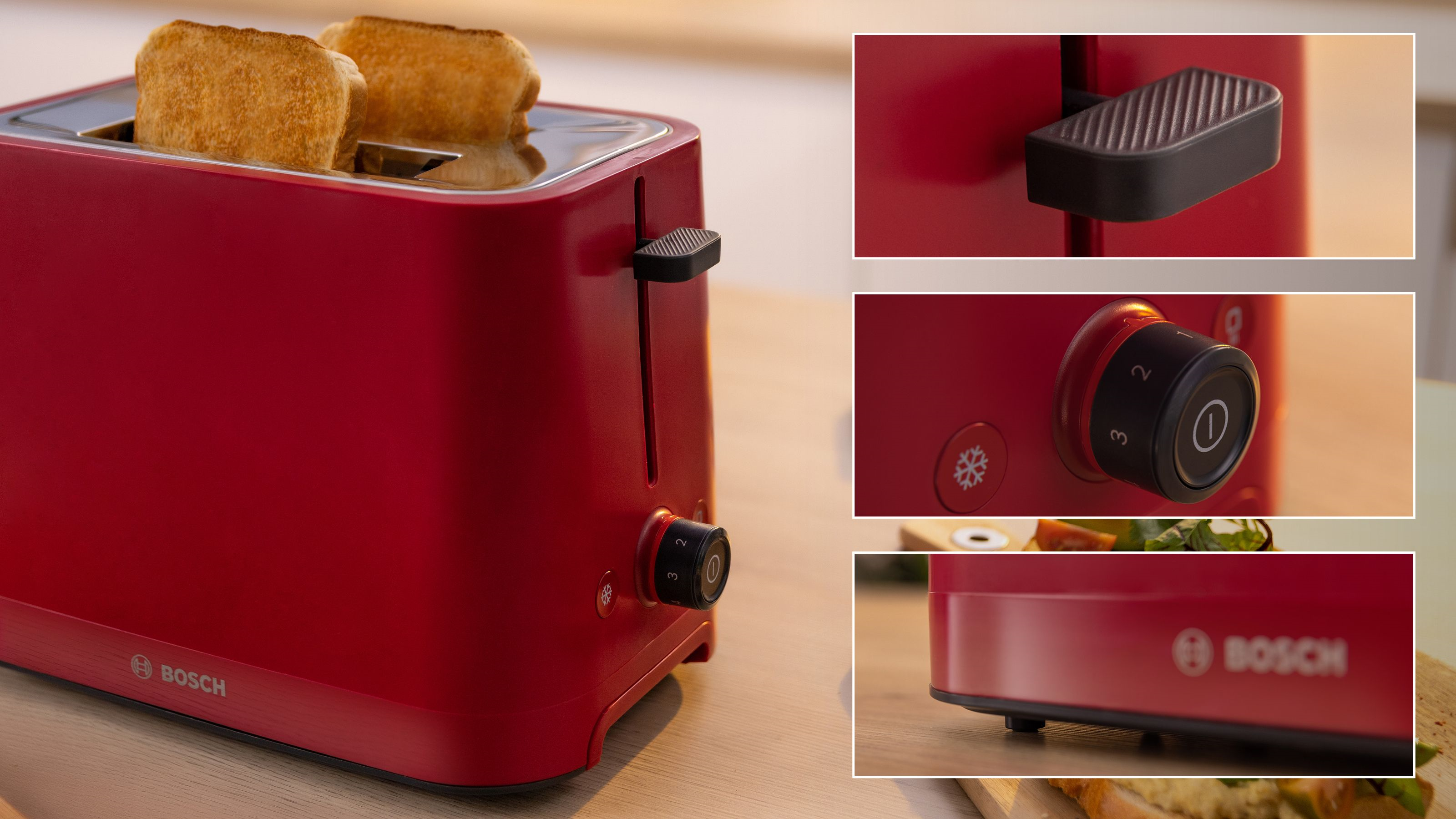 Bosch TAT3M124 Kompakt Toaster, MyMoment, Rot 