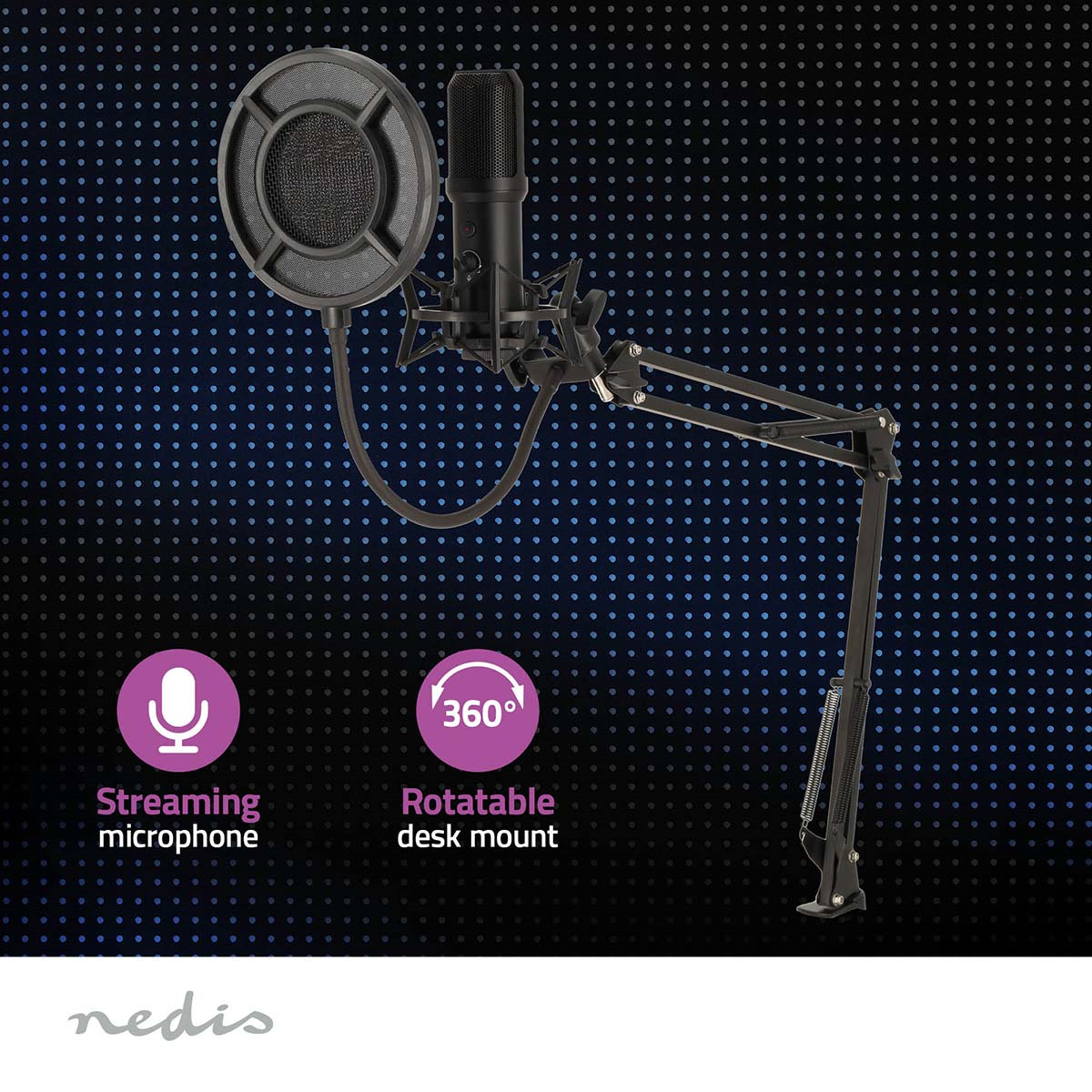 Nedis GSMIC410BK Gaming-Mikrofon Benutzt für: Desktop / Notebook | USB Type-A |