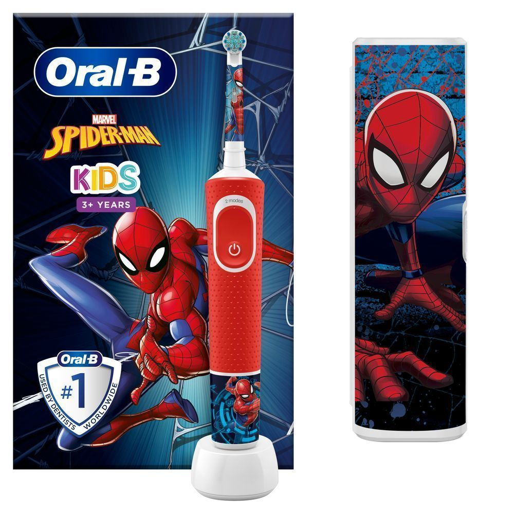 Oral-B Vitality Kids Spiderman Elektrische Kinderzahnbürste Red mit Reiseetui