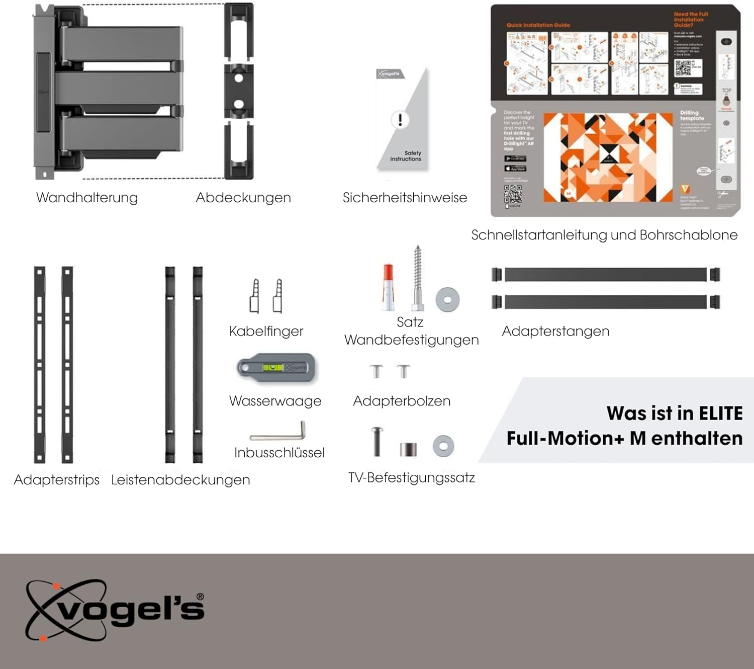 Vogel`s TVM 5445 Elite Wandhalterung Schwarz VESA-Befestigungslöcher: 100x100mm bis zu 400x400mm