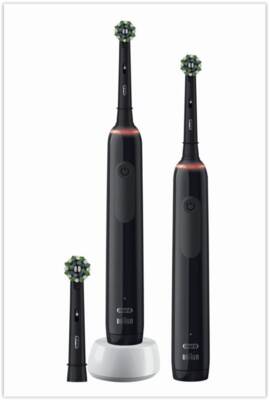 Oral-B Pro 3 3900 Elektrische Zahnbürste Schwarz mit 2. Handstück